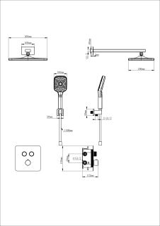 Душевой комплект Wonzon & Woghand WW-B4003-CR с термостатом хром